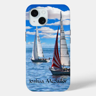 Sailing - Two sailboats on the water Personalise iPhone 15 Case