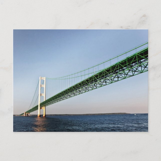 Sailing Under The Mackinac Bridge Postcard (Front)