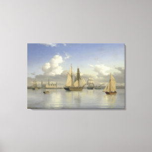 Sailing Vessels off Kronborg Castle, Sweden, 1880 Canvas Print