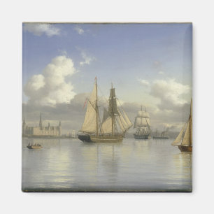 Sailing Vessels off Kronborg Castle, Sweden, 1880 Magnet