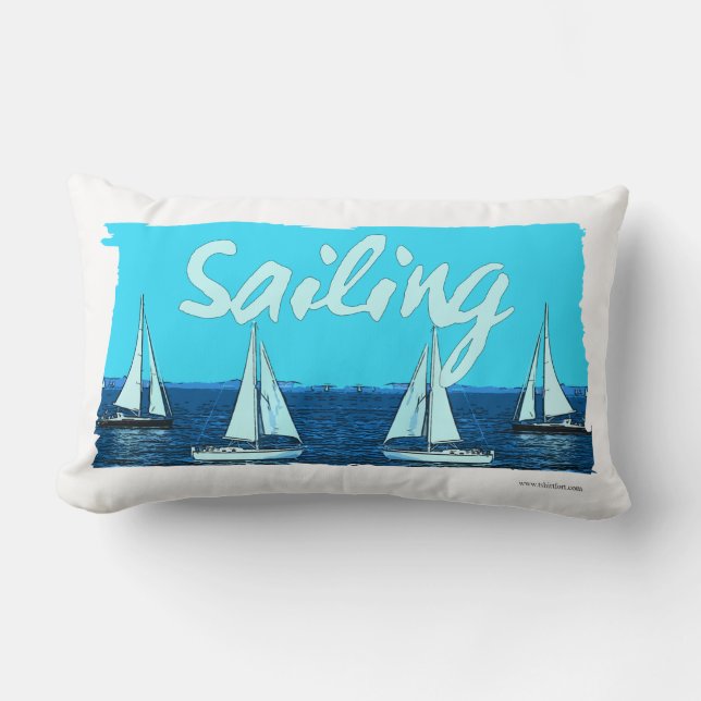 Sailing Vintage Cartoon Beachy Vibes Lumbar Cushion (Front)