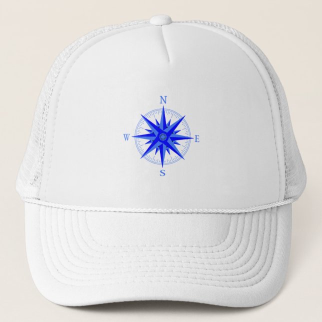 Sailing - Wind Rose Compass Nautical Shirt Trucker Hat (Front)