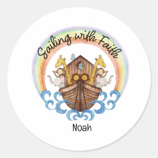 Sailing with Faith - Noah's Arc with Animals Classic Round Sticker