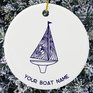 Sailing Yacht Boat Name Ceramic Tree Decoration