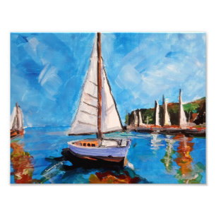 Sailing Yacht Harbour Reflection Photo Print