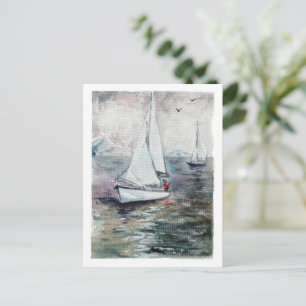 Sailing yacht holiday postcard