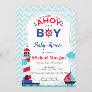 Sailor,Ahoy It's a BOY Baby Shower Invitation