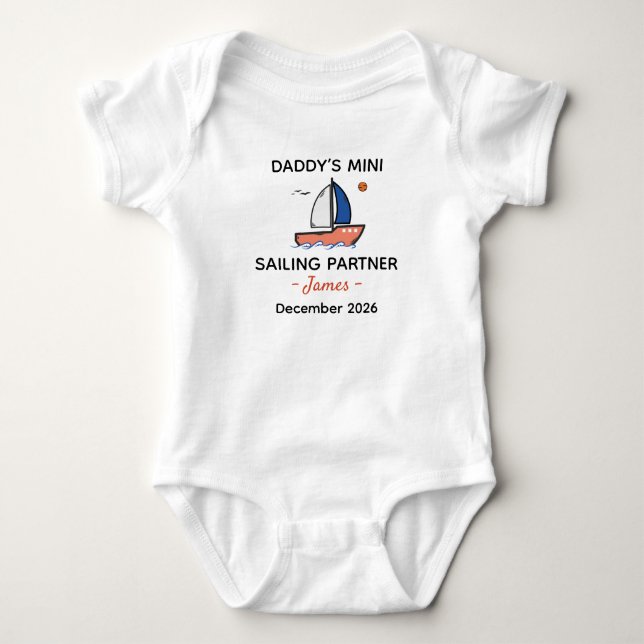 Sailor Baby Daddy’s Mini Sailing Partner - Boating Bodysuit (Front)