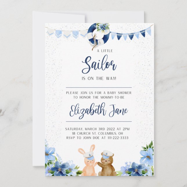Sailor Baby Shower Invitation (Front)