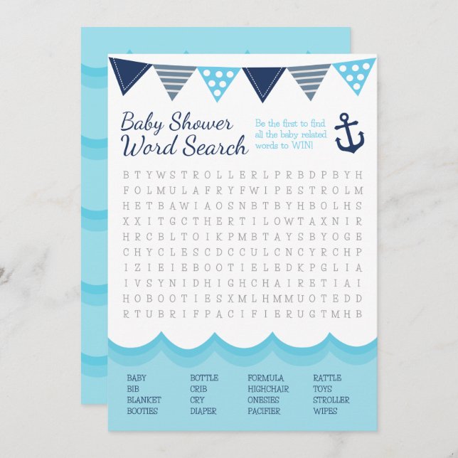 Sailor Baby Word Search Game Card (Front/Back)