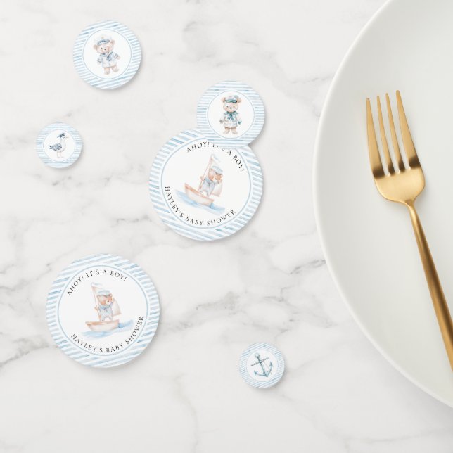 Sailor Bear Blue Stripe Baby Shower Confetti (Group)