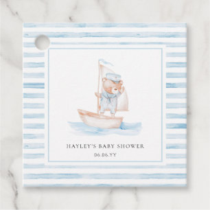 Sailor Bear Blue Stripe Baby Shower Favour Tags