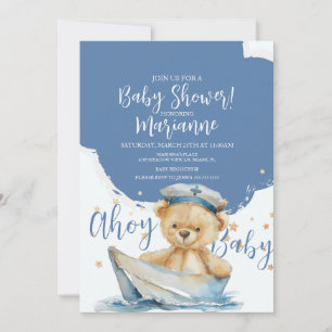  Sailor Bear Boy Baby Shower  Invitation