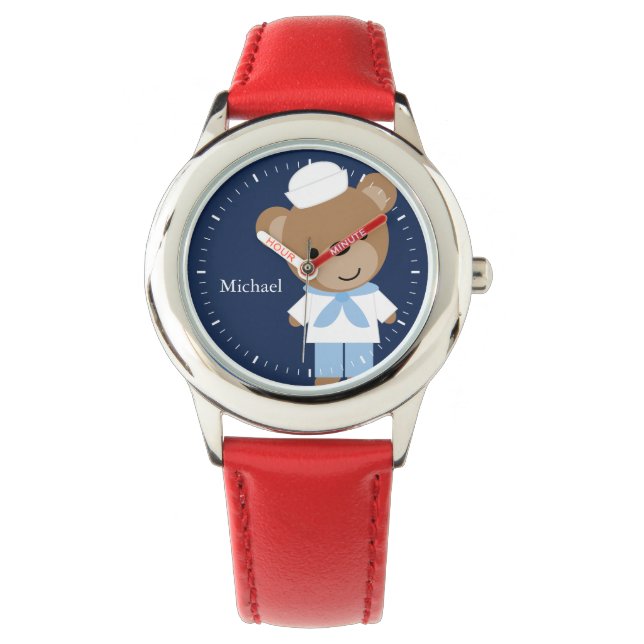 Sailor Bear Personalised Kid's Watch (Front)