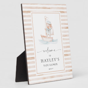 Sailor Bear Tan Stripe Welcome Plaque