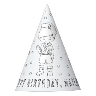 Sailor Birthday Party - Colour Your Own Party Hat