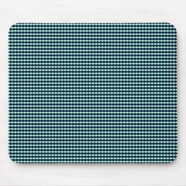 Sailor Blue and Mint Repeat Diamond Pattern Mouse Mat (Front)