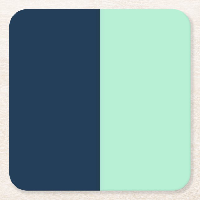 Sailor Blue and Mint Square Paper Coaster (Front)