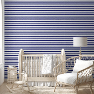 Sailor Blue and White Stripes (medium scale) Wallpaper