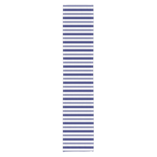 Sailor Blue Horizontal Stripes Short Table Runner (Front)