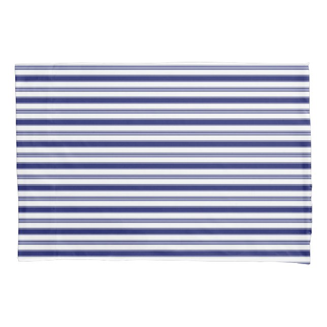Sailor Blue Horizontal Stripes (small scale) Pillowcase (Front-Left)