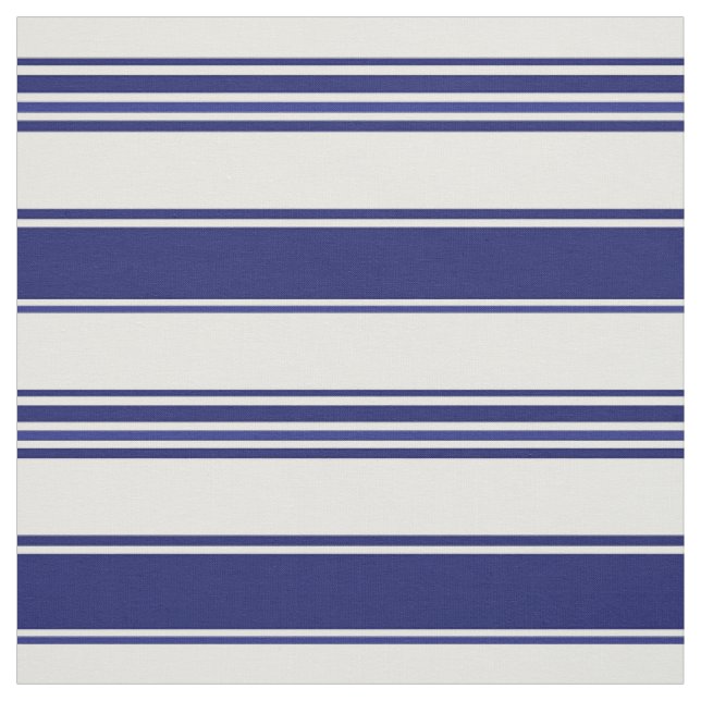Sailor Blue & White Beach Stripes (large scale) Fabric (Swatch)