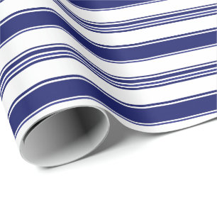 Sailor Blue & White Stripe (large scale) Wrapping Paper