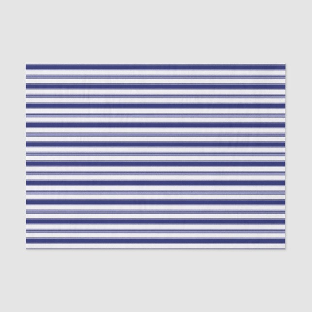 Sailor Blue & White Stripes (large scale) Tissue Paper (Front)