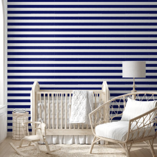 Sailor Blue & White Stripes (large scale) Wallpaper