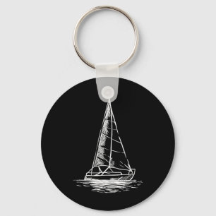 Sailor Boating Anchor - Simple Line Drawing Sailbo Key Ring