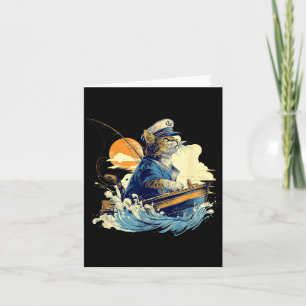 Sailor Cat Captain Boat Fishing  Card