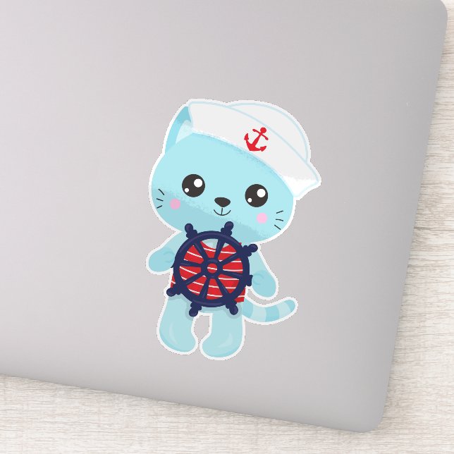 Sailor Cat, Sailor Hat, Boat Captain, Cute Cat (Detail)