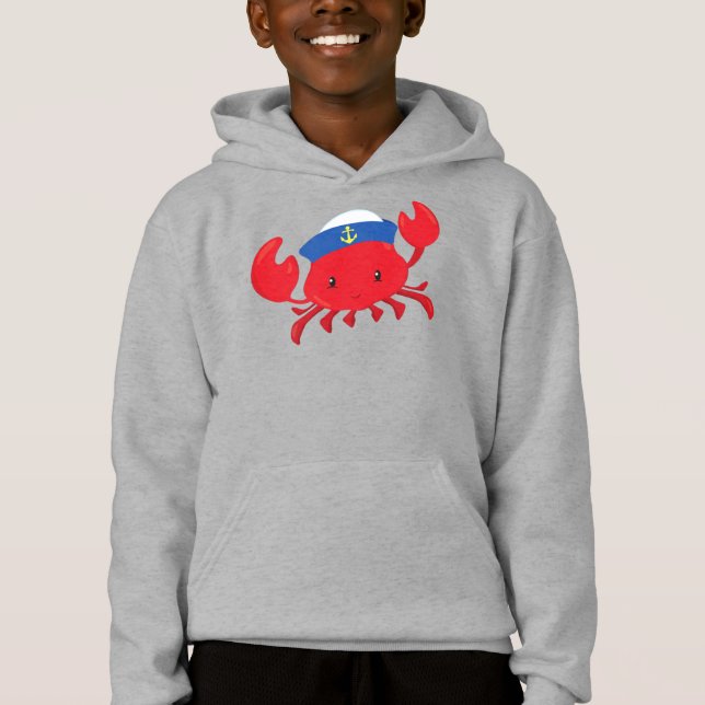 Sailor Crab, Cute Crab, Sailor Hat, Sailing, Sea (Front)