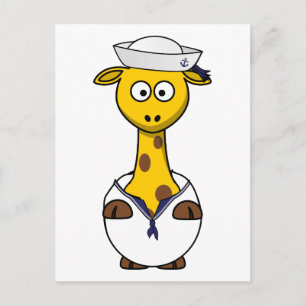 Sailor Giraffe Cartoon Postcard