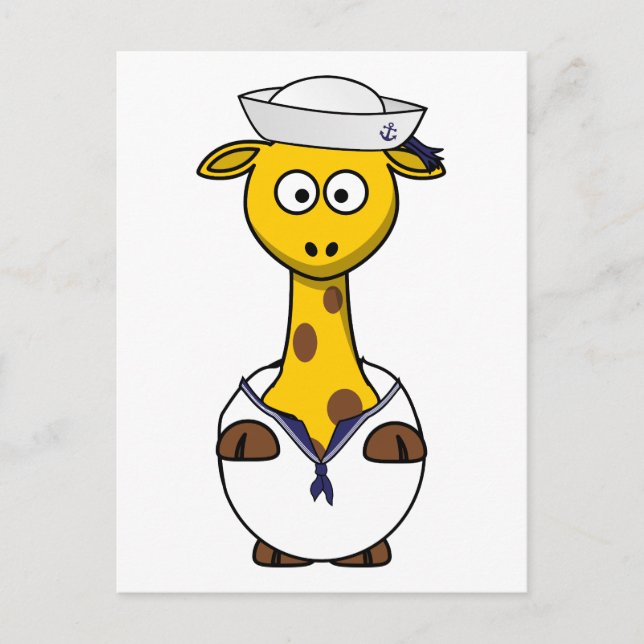 Sailor Giraffe Cartoon Postcard (Front)