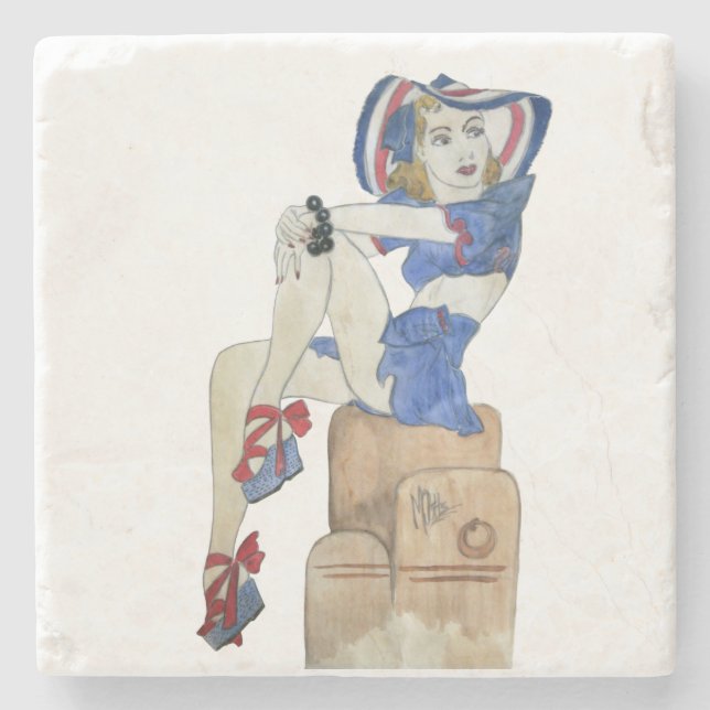 Sailor Girl Stone Coaster (Front)