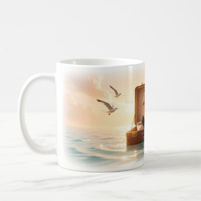 Sailor Girl Suitcase Ocean Binoculars Mug (Left)