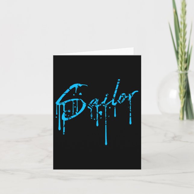 Sailor Graffiti Spray Drops Sailing Text Saying Cr Card (Front)