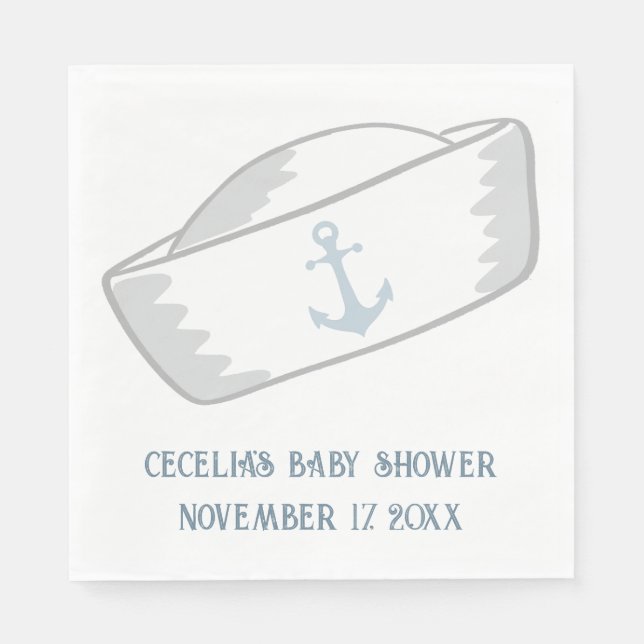 Sailor Hat Boy Nautical Baby Shower Napkin (Front)