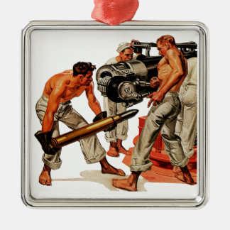 Sailor Hunks Loading the Big Gun Metal Tree Decoration