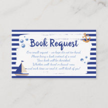 Sailor Marine Blue Baby Shower Book Request Card