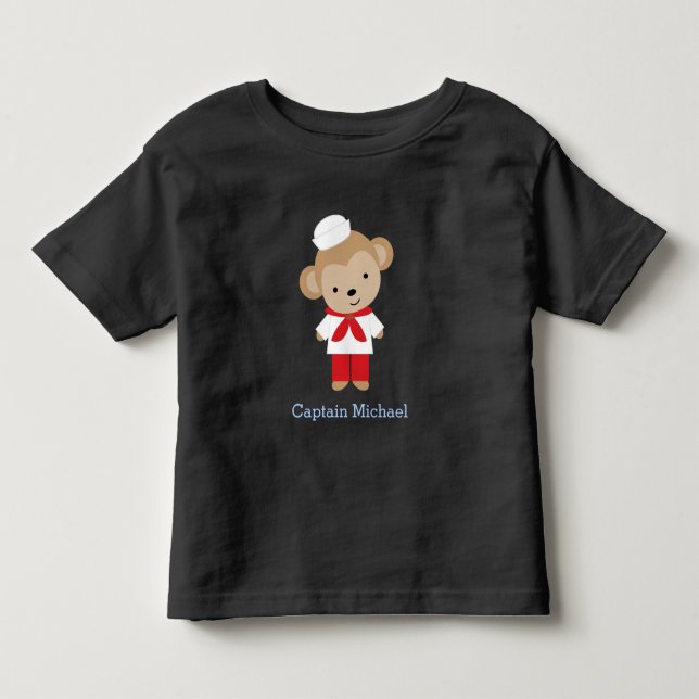 Sailor Monkey Personalised Toddler T-Shirt (Front)