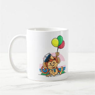 Sailor Monkey with Colourful Balloons Coffee Mug