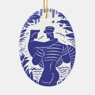 Sailor n merman ceramic tree decoration