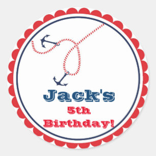 Sailor Nautical Birthday Party Favour Stickers