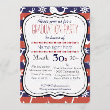 Sailor Nautical navy blue and red Graduaton party