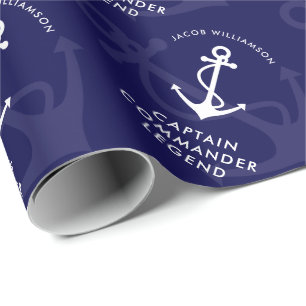 Sailor or Captain's Birthday - He is a Legend Wrapping Paper