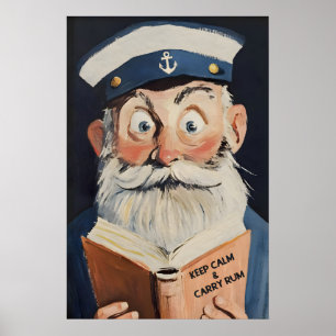 Sailor Reading Book Art Print - Funny Nautical