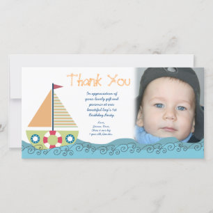 Sailor Sailing Boys Birthday Party Photocard Thank You Card