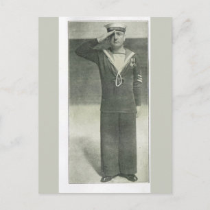 Sailor saluting after receiving medals postcard